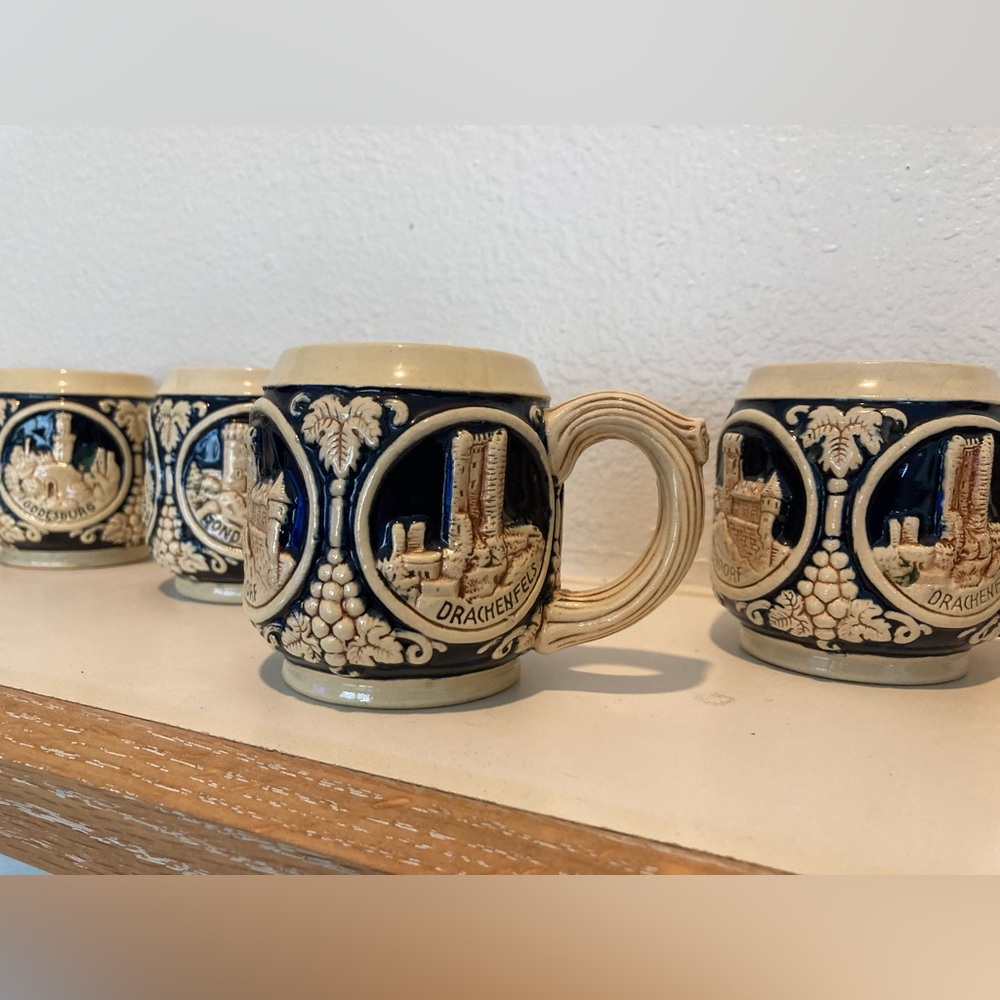 VTG 6 German ceramic wine/punch mugs